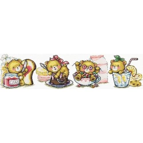 Dessert bear patterns Counted Cross Stitch 11CT 14CT 18CT DIY Chinese Cross Stitch Kit Embroidery Needlework Sets