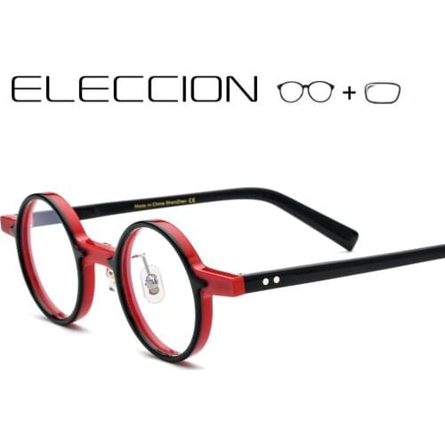 ELECCION Retro Men Optical Glasses Frame Wiht Prescription 2021 New Acetate Rim Small Round Eyeglasses Women Myopia Eyewear