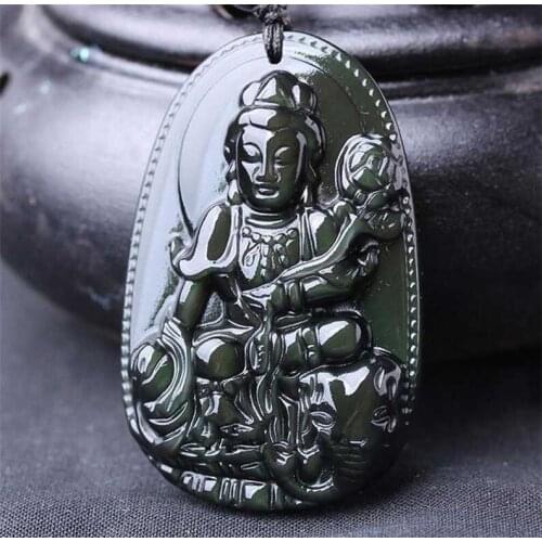 Eight Guardian deities Benming Buddha caiyao ice seed Obsidian Pendant Zodiac Necklace