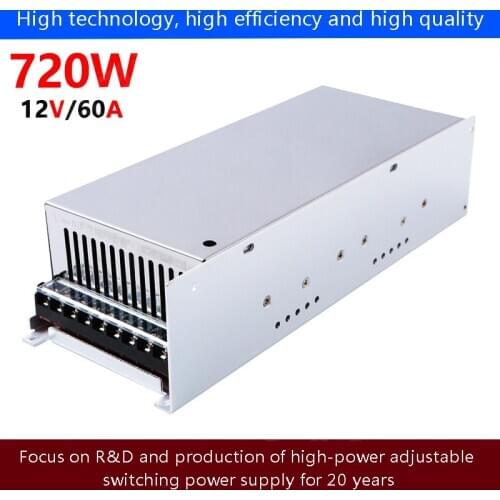 Switching Power Supply 12V 60A DC Power Supply 0-12V Adjustable 750W Industrial Control Equipment S-720-12 Light Transformer LED