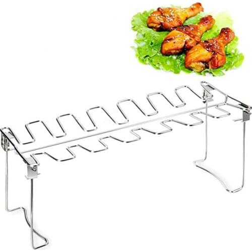 Chicken Wing Leg Rack Grill Stainless Steel BBQ Beef Chicken Leg Vertical Roaster Holder Rack Grilling Barbeque Accessories