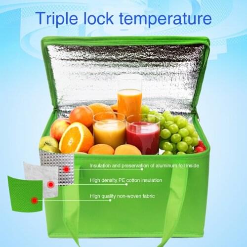 Delivery Aluminum Foil Waterproof Large Capacity Cake Insulated Bag Food Picnic Foldable Lunch Box Thermal Portable Cooler