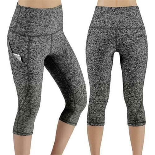 Casual Workout Fitness Leggings Stretchy Trousers Women Cropped Pants
