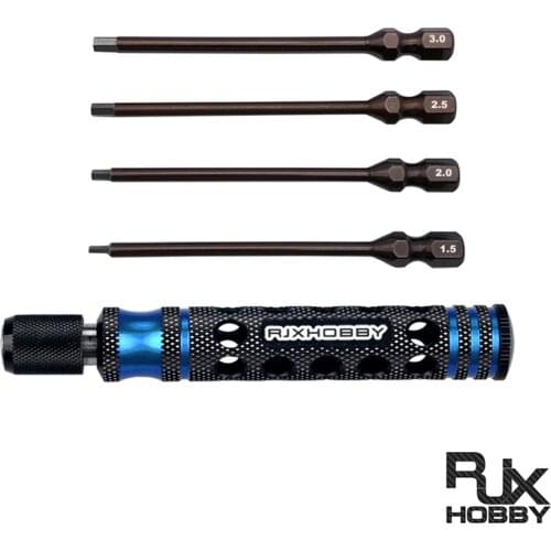 RJXHobby 6.35mm 4in1 Hex Screwdriver 1.5 2.0 2.5 3.0mm Screws for RC Car Helicopter FPV Racing Drone L Shaped Wrenches Parts