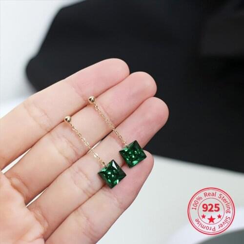 Red Green Zircon 14K Gold Silver 925 Earrings for Women Girls Korean Long Dangle Earring Jewelry Delicate Gorgeous Jewelry