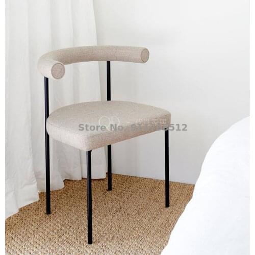 Nordic iron art dining chair with backrest modern minimalist net red chair home desk chair ins wind bedroom makeup chair