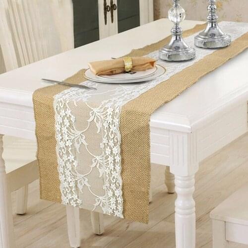 Hessian Burlap Table Runner, Natural Jute Table Runners for Wedding Decoration Baby Shower Reception Kitchen Dining Table Runner