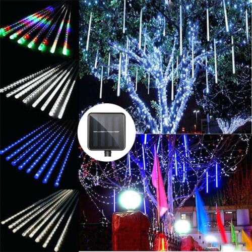 Fairy Light String 8 Tube Solar Meteor Shower Light Christmas Decoration for Home New Year 2022 Garden Home Christmas Tree Decor