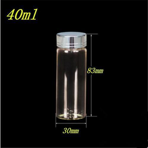 50 pcs 30x83 mm 40 ml Silver Plastic Screw Cap Glass Bottles Wishing Stars Decorative Jars DIY Essential Oil Glass Vials