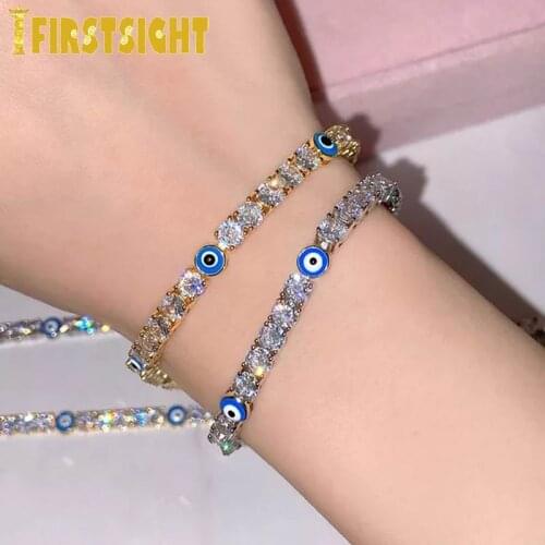 New Iced Out 5mm AAA Cubic Zirconia Tennis Eye Charm Bracelet Gold Silver Color CZ Chain Bracelet Hip Hop Jewelry For Women