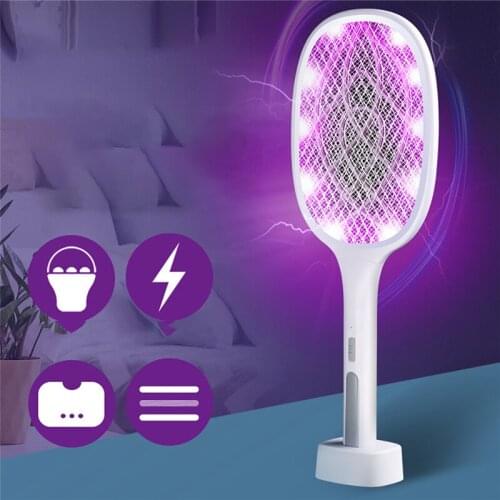 Two-in-One LED Trap Mosquito Killer Lamp Electric Mosquito Swatter USB Summer Fly Swatter Trap Flies Insect Bug Zapper Racket