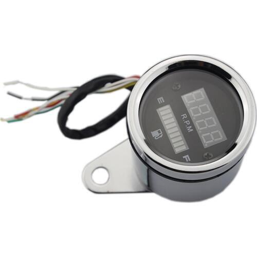 12v Universal Motorcycle LED Digital Tachometer Fuel Level Gauge Motorbike Scooter Mopes ATV Instruments