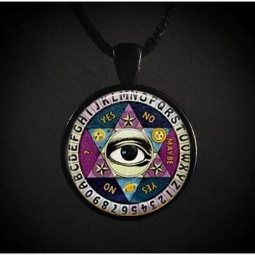 ON SALE Ouija board glass necklace, Vintage Ouija Board, Illuminati, Psychic