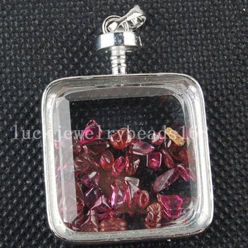 Free Shipping Women Fashion Jewelry 29mm Genuine Garnet Wishing Bottle Pendant Bead 1pcs C3196