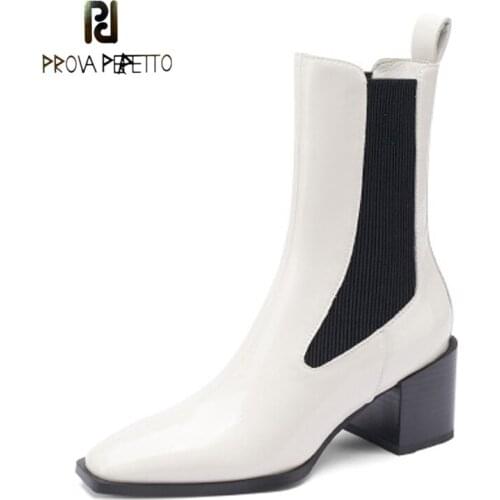 2021 Retro British Style Chelsea Boots Womens Thick-heeled Square Head Leather Stitching High-heeled Fashion Short Boots