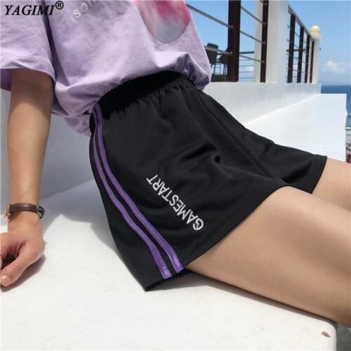 YAGIMI Summer Vintage Track Shorts Women Vetement Femme Loose High Waist Pantalones Cortos Mujer Wild Harajuku Biker Spodenki