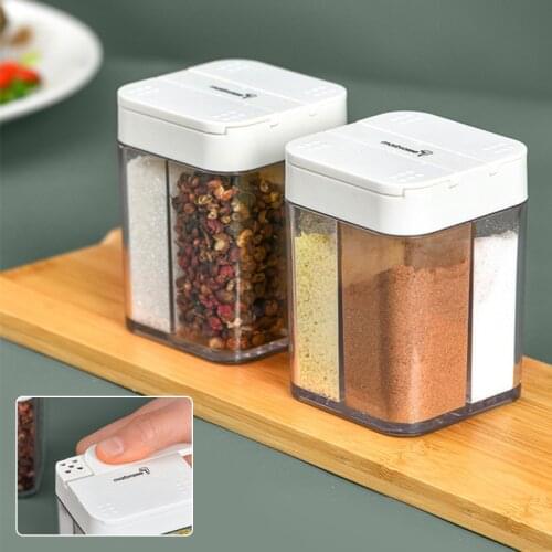 1PC Seasoning Box 4 Grid Spice Jar Pepper Spice Salt Cumin Storage Box Seasoning Jar Condiment Bottle Kitchen Storage Gadgets