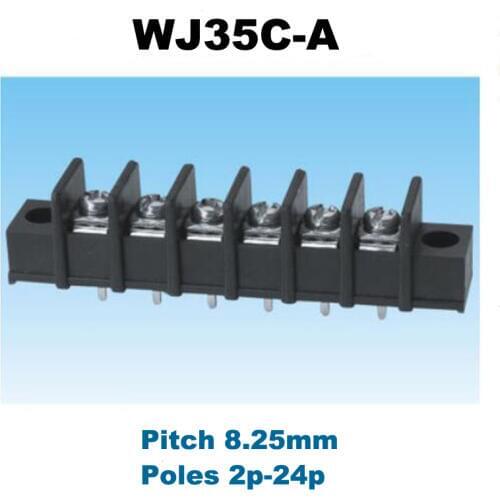 10/50pcs Pitch 8.25mm Barrier PCB Terminal Block Straight 2/3/4/5/6Pin morsettiera wire connectors with Screw holes 20A 12AWG