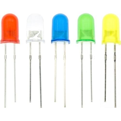 100PCS 5mm LED Diode Light Diffused Assorted Kit Green Blue White Yellow Red COMPONENT DIY kit new original