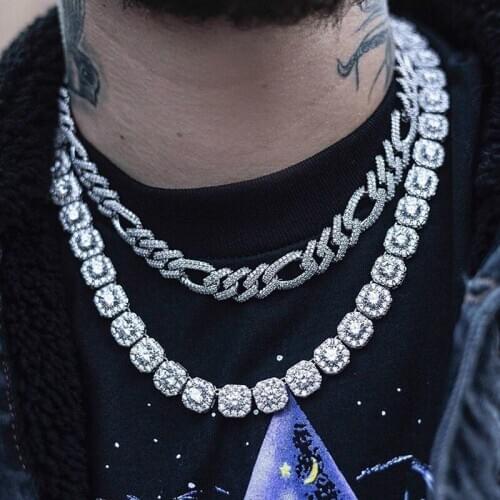 19MM Figaro Chain Cuban Necklace Hip Hop Iced Out Bling CZ Big Necklace 5A CZ Cuban Chain Wide Heavy Rock Punk Men Boy Jewelry