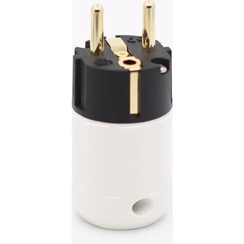 2Pieces 24K Gold Plated Schuko Male Plug HIFI EU Power Plug HIFI