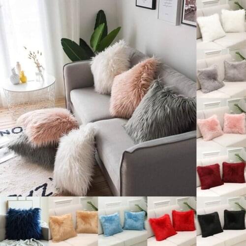 45×45cm Soft Fluffy Plush Cushion Cover Faux Wool Fur Throw Pillowcases Sofa Chair Bed Pillow Case Cover Home Decorative