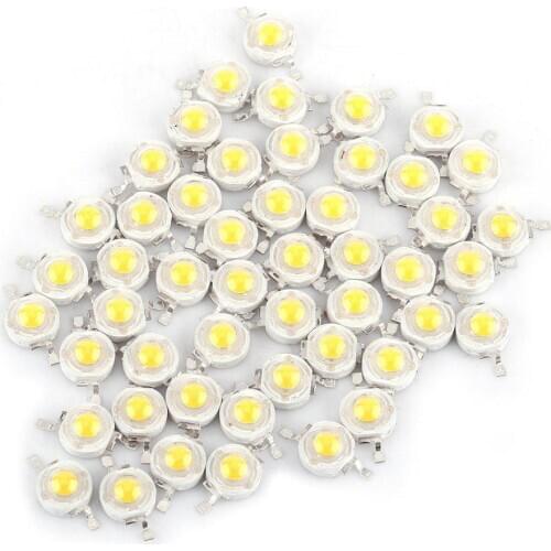 50pcs 1W LED Chips High Power Diode White Light-Emitting Light Bulb Two-electrode Valve Beads 110-120 lm 3V-3.4V 6000-6500K