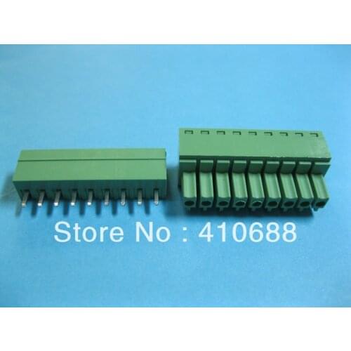 50 Pcs Per Lot Screw Terminal Block Connector 3.81mm 9 way/pin Green Pluggable Type High Quality HOT SALE