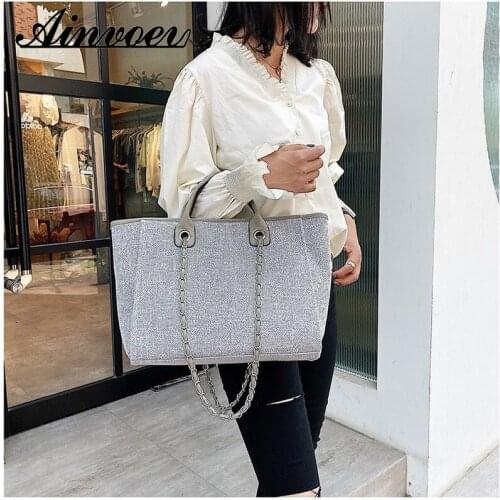 Ainvoev Women Tote Bag Fashion Canvas Large Capacity Handbag Chains Shoulder Bags Ladies Messenger Bag Shopping Bag sac a main