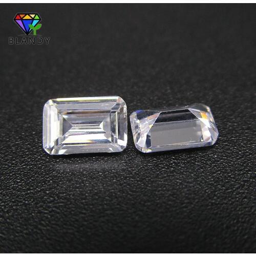 Free Shipping 4x6mm~9x11mm 5A Grade Octangle Shape Emeral d Cut White Cubic Zirconia CZ Stone Synthetic Gems For Jewelry