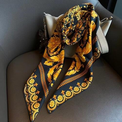 [BYSIFA] New Luxury Black Gold Silk Hijab Scarf Shawl Women Fashion Brand Large Square Scarves Fall Winter Scarves Headscarves