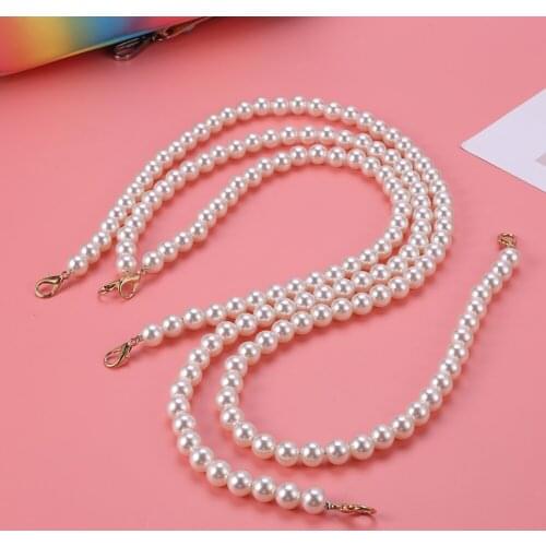 40/60/80cm Long Pearl Chain Bag Strap Women DIY Chain Shoulder Handbag Tote Bag Belts Handle Replacement Chains Bag Accessories