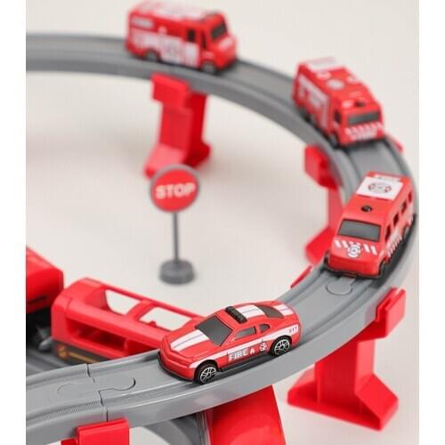 Childrens plastic track fire department track electric small train harmony bullet train track compatible with wood brand track