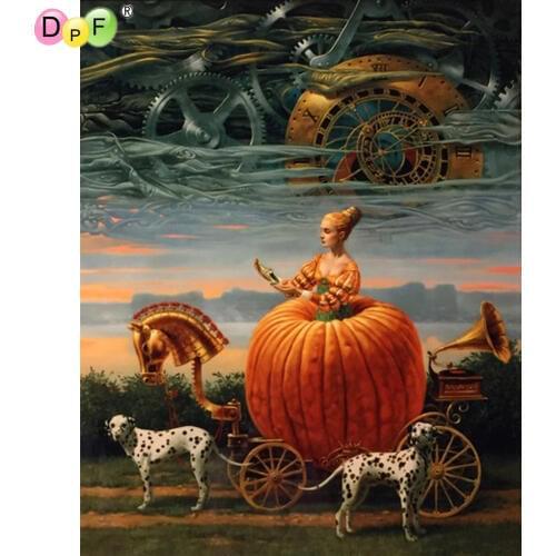 DPF DIY Pumpkin carriage 5D home decor wall mosaic full square diamond painting cross stitch diamond embroidery crafts Kits