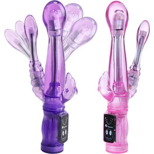 Double Vibe Rabbit Vibrator Sex Products G Spot Clitoral Anal 3 Points Stimulation Thrusting Dildo Vibrator for Women Sex Toys