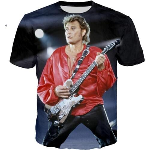 New Singer Johnny Halliday t shirt 3D Print Rock tshirt Unisex Casual Streetwear hip hop clothes harajuku Tops Camiseta hombre