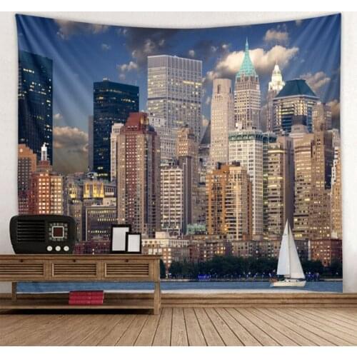 City View Tapestry City Night View Home Art Background Cloth Bohemian Tapestry Hippie Sheets Sofa Blanket Beach Mat Yoga Mat