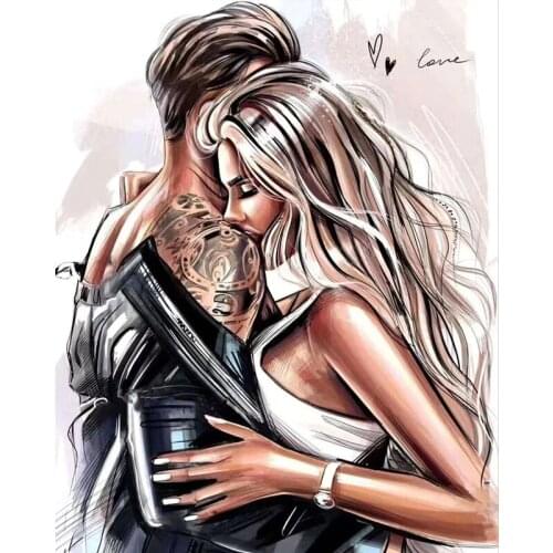 Painting By Numbers DIY Dropshipping 50x65 40x50cm Embracing Couple Figure Art Handmade For Living Room Wall Decor Oil Painting