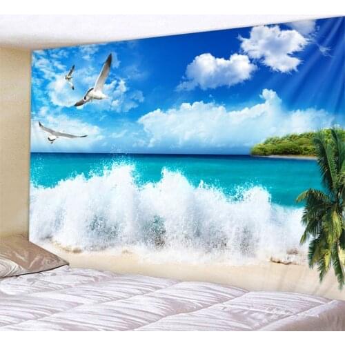 Beautiful beach bird scenery Tapestry Indian Mandala Tapestry Wall Hanging Tapestries Boho Bedroom Wall Rug Couch Blanket
