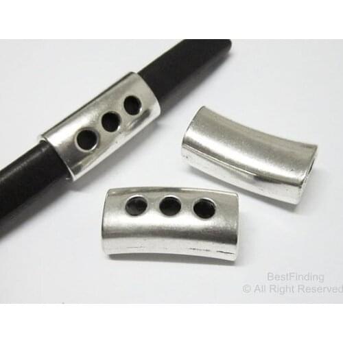 Licorice tube 3 holes Leather bracelet sliders Licorice leather findings -LT04