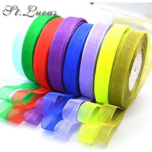 DIYBrand high quality 3/8''(10mm) 20 color organza ribbon trim lace for wedding craft bow gift party decoration Wrapping riband