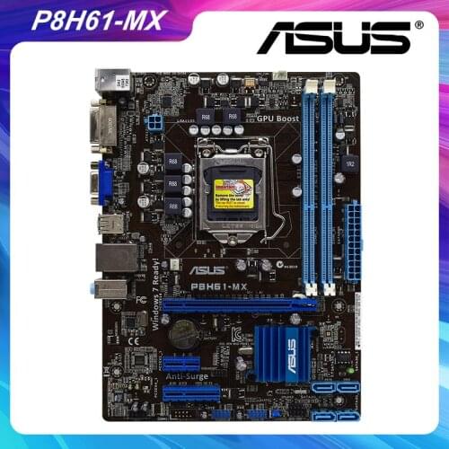 P8H61-MX For ASUS Original Intel H61 LGA 1155 Motherboard Cor i7 i5 i3 Processors Used Desktop Mainboard DDR3 Memory 16GB USB2.0