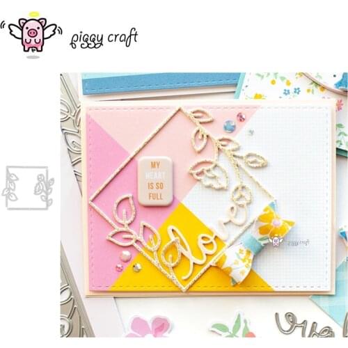 Piggy Craft metal cutting dies cut die mold Flower leaf edge square Scrapbook paper craft knife mould blade punch stencils dies