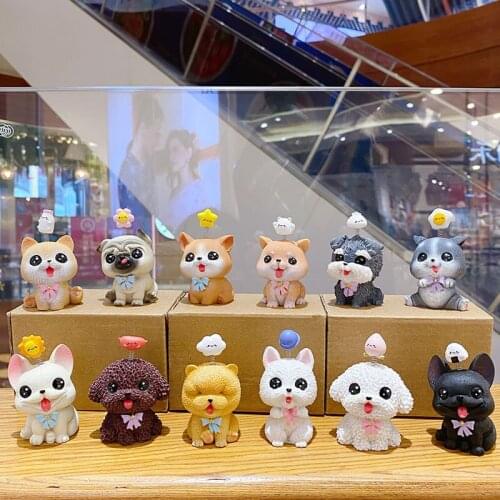 Cute Dog Figues Miniature Figurine Pet Animal Model Shiba Inu Samoye Schnauzer Teddy Home Decor For Car Decoration Gift