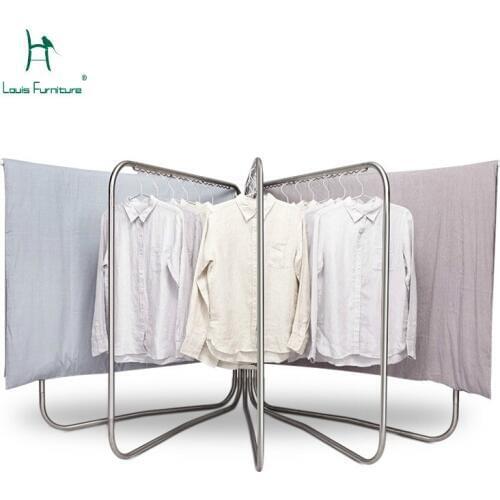 Louis Fashion Coat Racks Stainless Steel Floor Large Balcony Outdoor Folding Clothes
