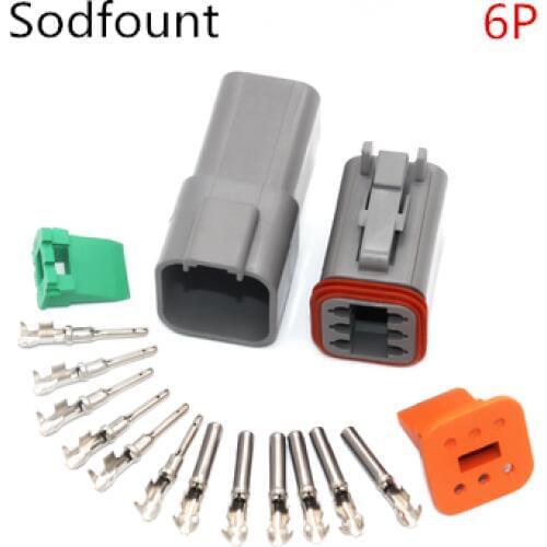 10 sets Kit 6 Pin Waterproof Electrical Wire Connector Plug Deutsch Style Enhanced Seal Shrink Boot Adapter DT06-6S DT04-6P