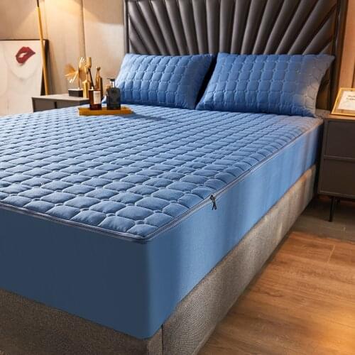 Mattress Cover Bed Fitted Sheet 6-Sides All Inclusive With Zipper Cotton Quilted Queen King Bed Linen