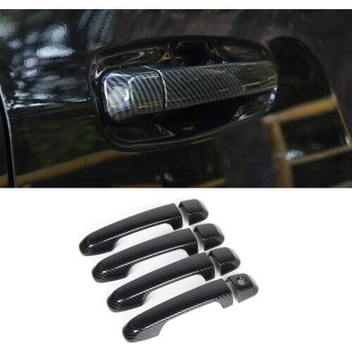 Car Exterior Door Handle Decoration Cover Trim for Toyota 4 Runner 2017 2018 2019 2020 Accessories ABS Carbon Fiber Black Chrome