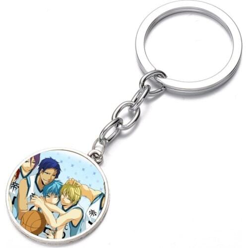 Japan anime Kurokos Basketball Keychain Glass Dome Key Chain Bag Charm necklace Bronze black Keyring Holder Kids boys girl Gift