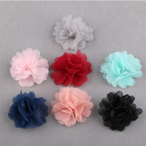 Wholesale 50PCS 20PCS 30MM DIY Jewelry Findings Chiffon Fabric Flowers Handmade Floral Button Patch Sticker Girls Hair jewelry